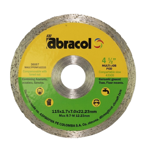 DISCO DIAMANTADO MULTIPROPÓSITO CONTINUO 4 1/2 ABRACOL